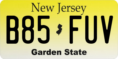 NJ license plate B85FUV