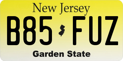 NJ license plate B85FUZ