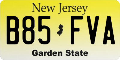 NJ license plate B85FVA