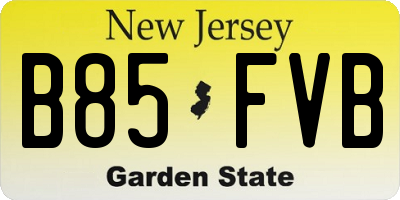 NJ license plate B85FVB