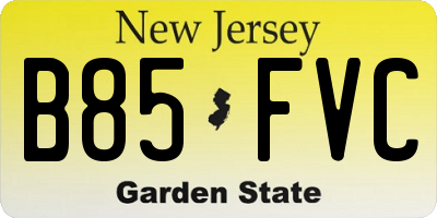 NJ license plate B85FVC