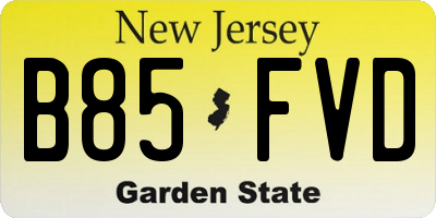 NJ license plate B85FVD
