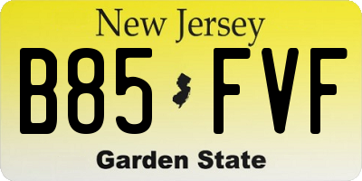 NJ license plate B85FVF