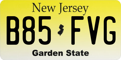 NJ license plate B85FVG