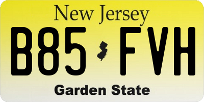 NJ license plate B85FVH