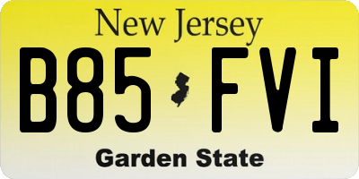 NJ license plate B85FVI