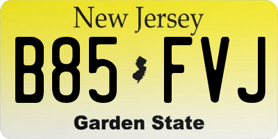 NJ license plate B85FVJ