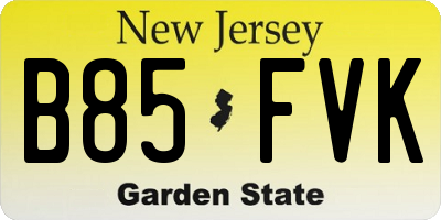 NJ license plate B85FVK