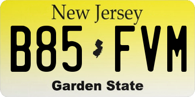NJ license plate B85FVM
