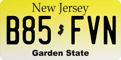 NJ license plate B85FVN