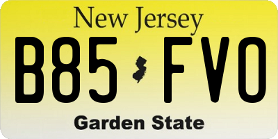 NJ license plate B85FVO