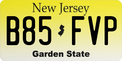 NJ license plate B85FVP