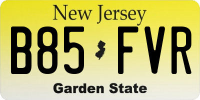 NJ license plate B85FVR
