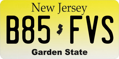 NJ license plate B85FVS