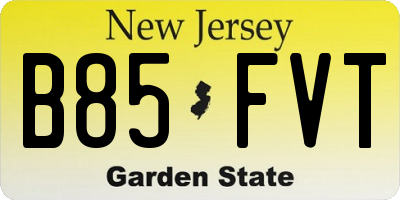 NJ license plate B85FVT