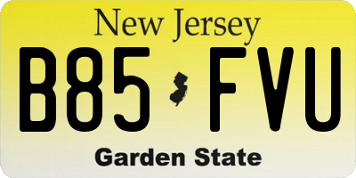 NJ license plate B85FVU