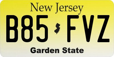 NJ license plate B85FVZ