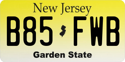 NJ license plate B85FWB