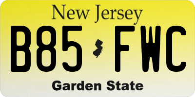 NJ license plate B85FWC