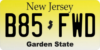 NJ license plate B85FWD