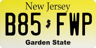 NJ license plate B85FWP