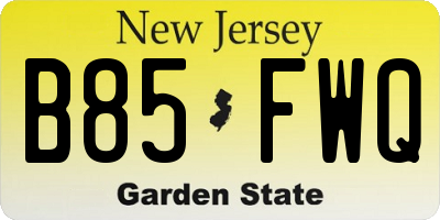 NJ license plate B85FWQ