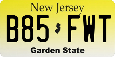 NJ license plate B85FWT