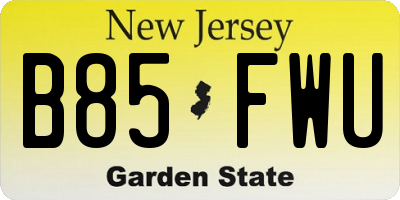 NJ license plate B85FWU