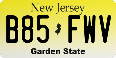 NJ license plate B85FWV
