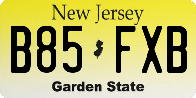 NJ license plate B85FXB