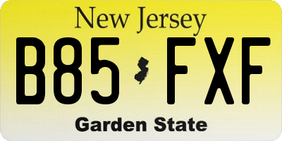 NJ license plate B85FXF