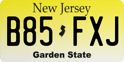 NJ license plate B85FXJ