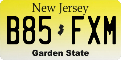 NJ license plate B85FXM