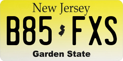 NJ license plate B85FXS