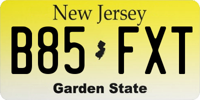 NJ license plate B85FXT