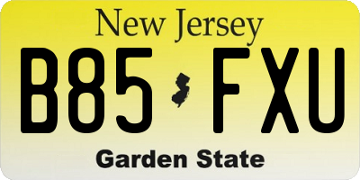 NJ license plate B85FXU