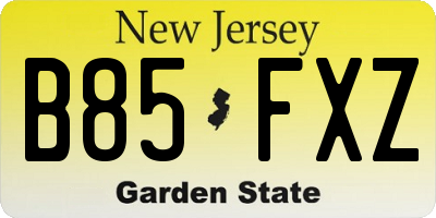 NJ license plate B85FXZ