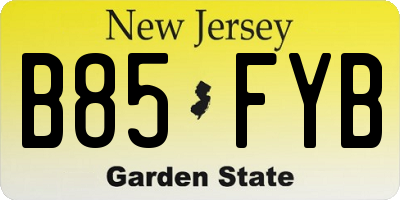 NJ license plate B85FYB