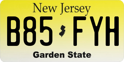 NJ license plate B85FYH