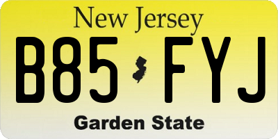 NJ license plate B85FYJ
