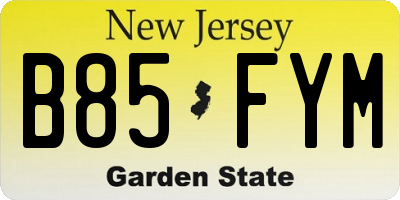 NJ license plate B85FYM