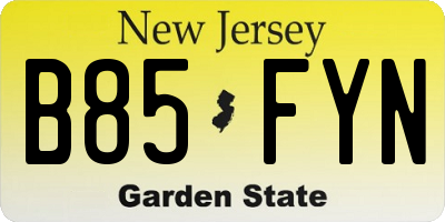 NJ license plate B85FYN