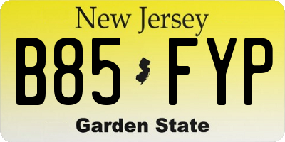 NJ license plate B85FYP