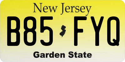 NJ license plate B85FYQ