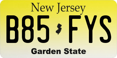 NJ license plate B85FYS