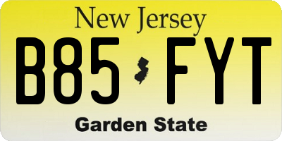 NJ license plate B85FYT