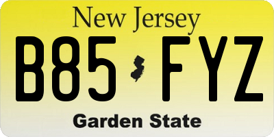 NJ license plate B85FYZ