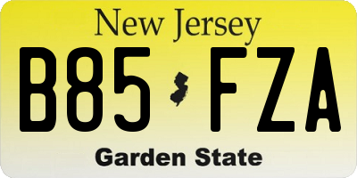 NJ license plate B85FZA