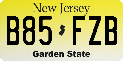 NJ license plate B85FZB