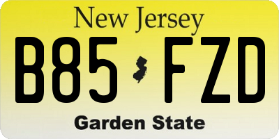 NJ license plate B85FZD